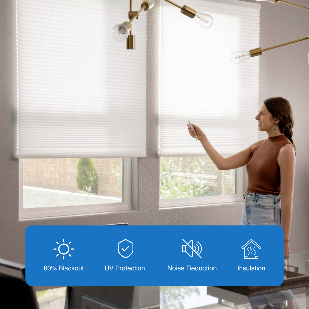 Motorized Light Filtering Cellular Shades Hex